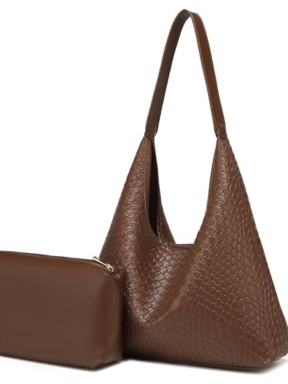 Vegan Leather Woven Shoulder Bag Hobo Tote for Women